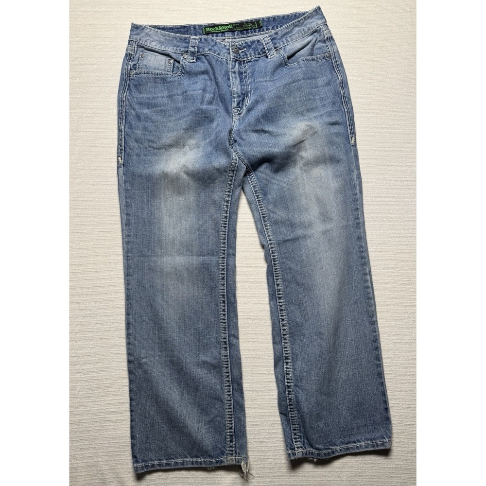 Rock & Roll Cowboy Pistol Men's Regular Straight Light Wash Blue Jeans 36x30